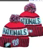 Nationals Beanies Washington Beanie Cap Wool Warm Sport Knit Hat Baseball North American Team Striped Sideline USA College Cuffed Pom Hats Men Women a0