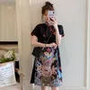 Ethnische Kleidung Plus Größe M-4XL Mode Trend Moderne Party Cheongsam Kleid Für Frauen Sommer Schwarz Kurzarm Qipao Traditionelle C2023