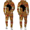 Herrspårar Folk-Custom 3D Print Hoodies Trousers Passar Män Kvinnor TRACKSUT 2PC SETTS Långärmad Etnisk stil Afrikansk Danshiki Herrkläder 230920