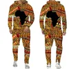 Homens Tracksuits Folk-Custom 3D Imprimir Hoodies Calças Ternos Homens Mulheres Tracksuit 2 Pc Define Manga Longa Estilo Étnico Africano Danshiki Roupas Masculinas 230920