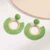 Dangle Earrings Cute Circle Fan Shaped Vine Grass Handwoven Pendant With Simple Personality And Sweet