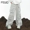 Mens Jeans FEWQ American Large Pocket Loose Wide Leg Trendy Straight Pants Cargo Trousers Autumn 24X1576 230920