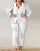 Femmes Designer Pantalon Costume 2 Pièces Blazer Ensemble Automne Hiver Vêtements Positionnement Imprimé Tenues À Manches Longues Avec Ceinture Plus Taille 3XL