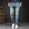 Jeans pour hommes Pantalons de printemps pour hommes Stretch Slim Fit Denim Bleu clair Pantalon décontracté Homme Kpop 2023 Vêtements d'automne