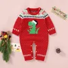 Strampler Weihnachten Overalls Outfits Rot Dinosaurier Winter Baby Kleidung Stricken geboren Jungen Mädchen s Kinder Tragen Overall 230919