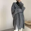 Buitenlandse handel Franse dameskleding opruiming merk gesneden label winter halflange trui Japanse vintage luie stijl gebreide jas