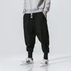 Men's Pants Solar System Cotton Linen Harem Men Solid Elastic Waist Streetwear Joggers Baggy Drop-crotch Casual Trousers