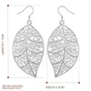 Brand new Hanging leaves sterling silver plate earring fit women plated wedding 925 silver charms earrings EE128222G