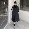 Kadın Trençkotları Kış 2023 Uzun Ceket Parkas Kadın Sokak Giyim Yakası Kalın Sıcak Diz-Yüksek Kadın Katı Büyük Boy Pamuk Ceketler