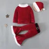 Kleidungssets Baby Mädchen Weihnachtskleidung Outfits für Kinder Weihnachtsmann Kostüm Langarm Top Hosen Hüte 3PCS Set Jahr Party 230919