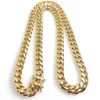 Miami cubana link chain 18k banhado a ouro colar masculino punk jóias de aço inoxidável colares2679