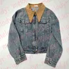 Retro blå denimjackor broderi bokstav kort stil jean kappa lyxdesigner långärmad denim cardigan