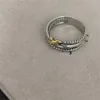 Vente chaude DY Band Anneaux Twisted Deux Couleurs Croix Perles Designer Bague pour Femmes 925 Sterling Argent Vintage Dy Bijoux De Luxe Diamant Cadeau De Mode De Mariage