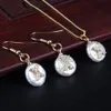 Véritable perle pavée 26 Alphabet lettre charme blanc CZ cristal or pendentif collier ras du cou goutte boucle d'oreille ensemble de bijoux cadeau de mariage Earr226U