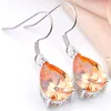 Luckyshine magnifique bijoux goutte d'eau Champagne Morganite boucles d'oreilles 925 argent femme Zircon crochet boucles d'oreilles 254Y