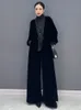 Womens Two Piece Pants SHENGPALAE Velvet 2 Pieces Sets Fashion Vneck Chinese Knot Full Sleeve Coat Solid Color High End Loose Trousers 5R5854 230920