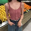 Women's Tanks Woman's Fashionable Vest Sling Summer Knitting Solid Color Single Breasted Sale Ladies Tops Drop LYY349