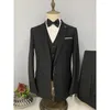 Men's Suits Men Suit Blazer Grey Navy Blue Notched Lapel Single Breasted Jacket Vest Pants Three Piece Slim Fit Wedding Luxury High Quality