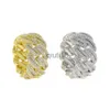 Anneaux de bande Anneaux de bande glacés Bling hommes bijoux de doigt rectangle entièrement pavé zircone cubique 5A CZ chaîne à maillons cubains bague de fiançailles 221114 x0920