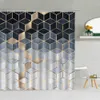 Duschgardiner 3D Luxury Geometric Marble Curtain Black White Cube Mönster Polyester Tyg Badrum Tillhandahåller Tyg med krokar 230919