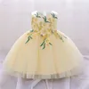 Robes de fille bébé filles dentelle robe à fleurs robe de fête de mariage arc baptême princesse pour blanc 1er anniversaire formel Gala enfant vêtements