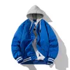 Kurtki mężczyzn Mężczyzn Kobiet Kurtka Varsity Autumn zima solidny kolor baseball moda swobodne hooded college parkas wiatrówki Buton Blue 230920