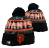 Giants Berretto Berretto San Francisco Lana Caldo Cappello lavorato a maglia Hockey Squadra nordamericana Strisce Linea laterale USA College Cappelli con pon pon Uomo Donna