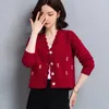 Tricots pour femmes Femmes V-Col Cardigan tricoté Printemps Automne Top Skin Rose / Racine de Lotus / Vert / Rouge / Violet Clair Châle Pull Manteau Veste Courte