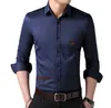 2023 summer men's long-sleeved shirt business dress ice silk cool non-ironing half-sleeved shirt thin and advanced