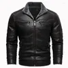 Vestes pour hommes Hommes Vintage Veste en cuir épais Revers Polaire Casual Moto Biker Manteau Streetwear Mode Hiver Coupe-vent EUR