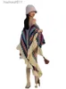 Women's Cape Women Autumn Winter bohemian sztuczny kaszmirowy styl etniczny długi gruby szal poncho żeńska kobietę wahadła luźna płaszcz płaszcza L230920