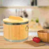 Dinnerware Sets Sushi Barrel Bamboo Containers Wood Cooked Rice Holder Beancurd Jelly Bucket Cover Stainless Steel Lidded Mixing Tub