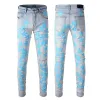 Rozbłuszczone dżinsy ułożone dżinsy Designer dżinsy Najwyższej jakości Man Long Pants Spodnie Streetwear Umyj stare dżinsy Długie dżinsy 28-42 Proste regularne dżinsy