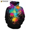 Moletom com capuz masculino 2023 Nova pintura splatter tie-dye impressão 3D moletom com capuz masculino feminino moda casual moletom com capuz arco-íris pintura splatter pulloverL230920