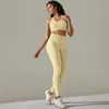 Set attivi Completo a costine senza cuciture 2 pezzi Set da yoga Donna Gilet sportivo Reggiseno a vita alta Leggings Tuta da corsa Allenamento da palestra Tuta fitness