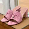 Loro Pianaa Loro Piano Lp Toe Sandals Chaussures en cuir Open Summer Casual High Heels For Women Designers Footwear