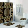 Duş Perdeleri Geometrik Grek Anahtar Kilitli Mandal Mandala Duş Duş Perdesi ve Halı Seti Soyut Geometrik Banyo Paspasları Halılar Tuvalet Dekor Mat 230919