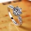 Bandringar Temperament Luxury Simulation Wedding Opening Copper Silver Plated Female Korean Zircon Single Diamond Ring X0920