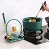 Matlagningsredskap guld rostfritt stål 304 koreansk pott soppa slitsat långt handtag stort hushållskök bänksked vila med lockhållare 230920