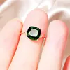 18k Rose Gold Plated Emerald Ring för Woman Gemstone Wed Green Crystal Ring322y