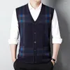 Kamizelki mężczyzn 2023 Autumn and Winter V-deck Growifed Kian Cardigan Vest Casual Business