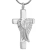 IJD9734 Cross 316L Stainless Steel Urn Necklace Wings Ashes Keepsake Urn Pendant Necklace Cremation jewelry284y
