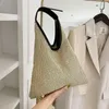 Bolsas de noche Bolsa de asas de playa tejida de paja coreana Estilo Ins Top Handle Bolso Hombro Hombro Compras de gran capacidad