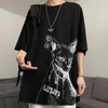 Erkek Tişörtler Erkekler Tişört Yaz Koyu Tee High Street Gotik Kafatası Tshirt gevşek büyük boyutlu kısa kollu pamuk anime sokak kıyafetleri