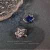 Dingle örhängen koreansk stil blå zirkon asymmetrisk meteor för kvinnors enkla fashionabla mångsidiga smycken gåvor