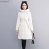 Women's Down Parkas New Fashion Belt Jackets Windproof Thickened Snow Outwear Super Winter Warm Hooded Long Parkas Women Down Cotton Padded Coats L230920