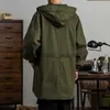 Trench Coats Masculino Militar Tático Com Capuz Trench Coat Zíper Mid-length Casual Windbreaker para Outono e Primavera Roupas Vintage Parka J230920