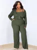 Plus size Dresses Wmstar Size 2 Piece Set Women Clothing Long Sleeve Tops Vest and Pants Sets Leggings Matching Wholesale Dropshopping 230919