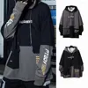 Men's Hoodies Men Hoodie Patchwork Oversized Keep Warm Long Sleeves Fall Spring Garment