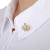 Broches 2 pièces de broche couronne pour femmes chemise Anti-exposition boucle strass épinglette hommes costume Badge cristal bijoux vêtements accessoire